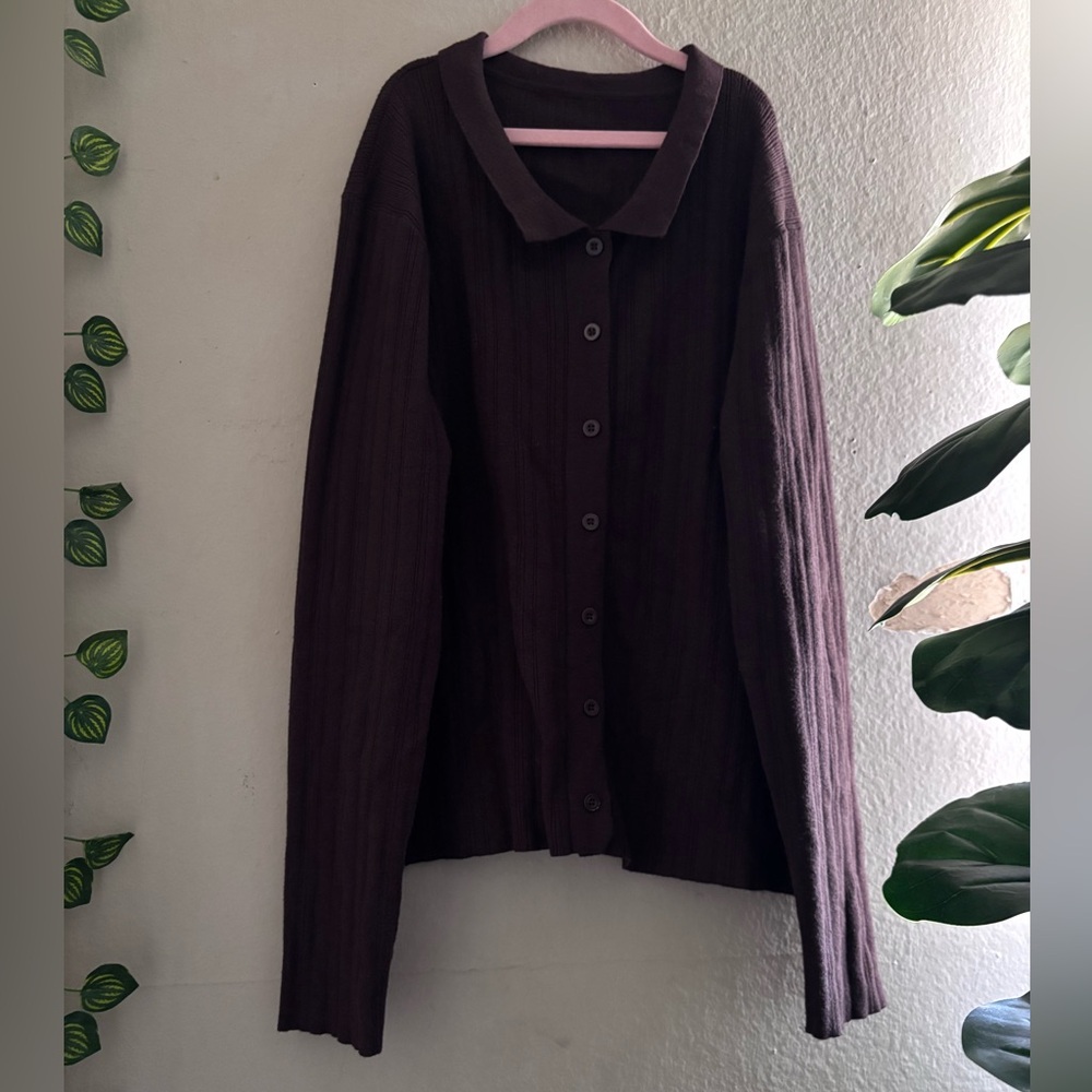 brown cardigan